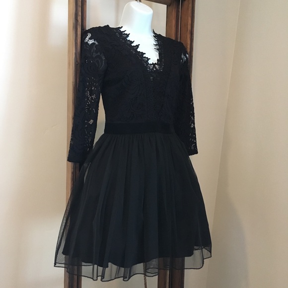 chinese dress ladies Kylitha Black Lace Ribbon Mini Dress, L / Black